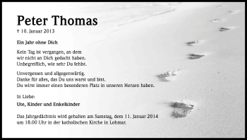 Anzeige von Peter Thomas von Kölner Stadt-Anzeiger / Kölnische Rundschau / Express