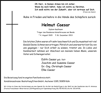Anzeige von Helmut Caesar von Kölner Stadt-Anzeiger / Kölnische Rundschau / Express
