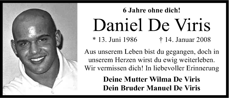  Traueranzeige für Daniel De Viris vom 14.01.2014 aus Kölner Stadt-Anzeiger / Kölnische Rundschau / Express