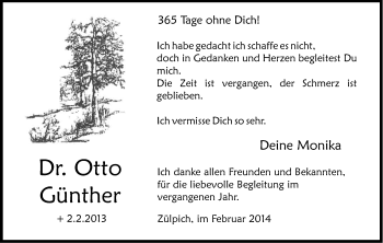 Anzeige von Otto Günther von Kölner Stadt-Anzeiger / Kölnische Rundschau / Express