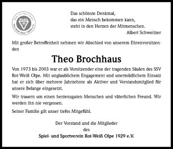 Anzeige von Theo Brochhaus von Kölner Stadt-Anzeiger / Kölnische Rundschau / Express