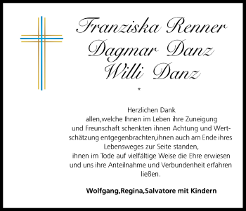 Anzeige von Franziska Renner von Kölner Stadt-Anzeiger / Kölnische Rundschau / Express