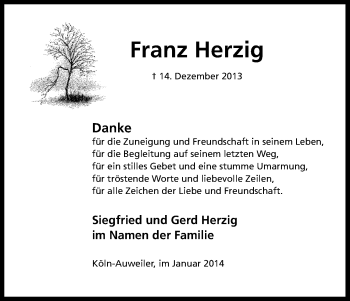 Anzeige von Herzig Herzig von Kölner Stadt-Anzeiger / Kölnische Rundschau / Express