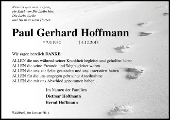 Anzeige von Paul Gerhard Hoffmann von Kölner Stadt-Anzeiger / Kölnische Rundschau / Express