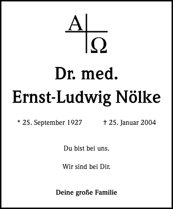 Anzeige von Ernst-Ludwig Nölke von Kölner Stadt-Anzeiger / Kölnische Rundschau / Express