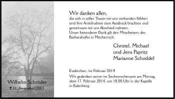 Anzeige von Wilhelm Schröder von Kölner Stadt-Anzeiger / Kölnische Rundschau / Express