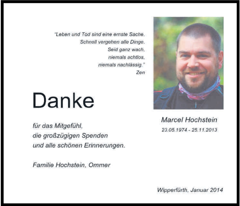  Traueranzeige für Marcel Hochstein vom 25.01.2014 aus Kölner Stadt-Anzeiger / Kölnische Rundschau / Express