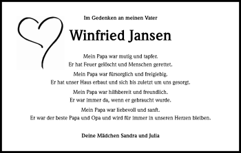 Anzeige von Winfried Jansen von Kölner Stadt-Anzeiger / Kölnische Rundschau / Express