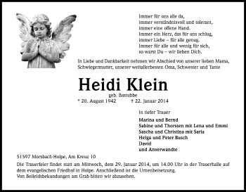 Anzeige von Heidi Klein von Kölner Stadt-Anzeiger / Kölnische Rundschau / Express