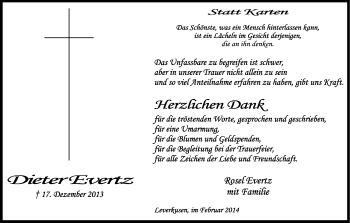 Anzeige von Dieter Evertz von Kölner Stadt-Anzeiger / Kölnische Rundschau / Express