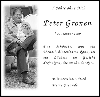 Anzeige von Peter Gronen von Kölner Stadt-Anzeiger / Kölnische Rundschau / Express