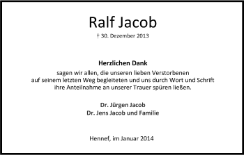 Anzeige von Ralf Jacob von Kölner Stadt-Anzeiger / Kölnische Rundschau / Express