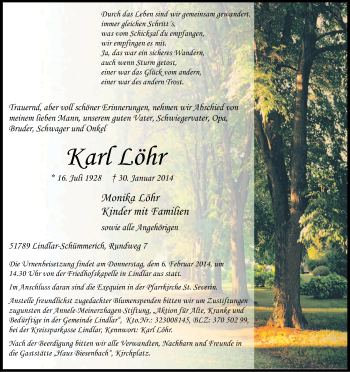 Anzeige von Karl Löhr von Kölner Stadt-Anzeiger / Kölnische Rundschau / Express