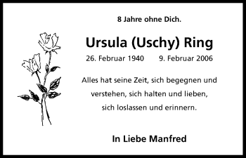 Anzeige von Ursula Ring von Kölner Stadt-Anzeiger / Kölnische Rundschau / Express