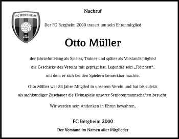 Anzeige von Otto Müller von Kölner Stadt-Anzeiger / Kölnische Rundschau / Express