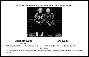 Anzeige von Elisabeth Kuhl von Kölner Stadt-Anzeiger / Kölnische Rundschau / Express