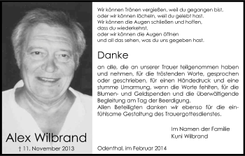 Anzeige von Alex Wilbrand von Kölner Stadt-Anzeiger / Kölnische Rundschau / Express