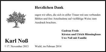 Anzeige von Karl Noß von Kölner Stadt-Anzeiger / Kölnische Rundschau / Express