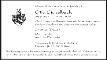 Anzeige von Otto Eickelbeck von Kölner Stadt-Anzeiger / Kölnische Rundschau / Express