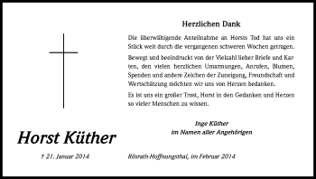 Anzeige von Horst Küther von Kölner Stadt-Anzeiger / Kölnische Rundschau / Express