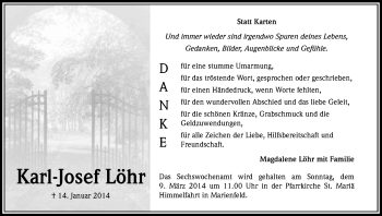 Anzeige von Karl-Josef Löhr von Kölner Stadt-Anzeiger / Kölnische Rundschau / Express