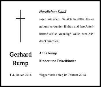 Anzeige von Gerhard Rump von Kölner Stadt-Anzeiger / Kölnische Rundschau / Express
