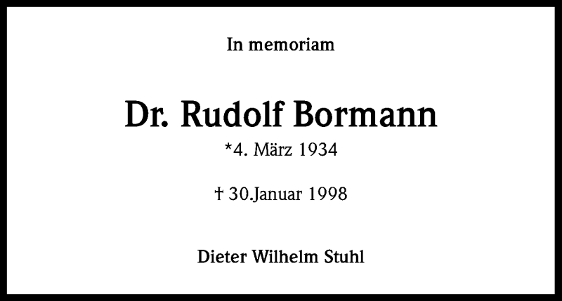  Traueranzeige für Rudolf Bormann vom 04.03.2014 aus Kölner Stadt-Anzeiger / Kölnische Rundschau / Express