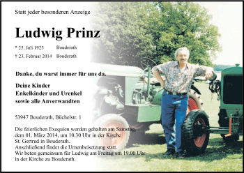 Anzeige von Ludwig Prinz von Kölner Stadt-Anzeiger / Kölnische Rundschau / Express