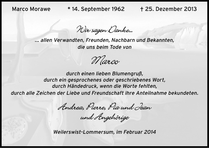  Traueranzeige für Marco Morawe vom 27.02.2014 aus Kölner Stadt-Anzeiger / Kölnische Rundschau / Express