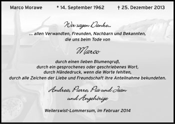 Anzeige von Marco Morawe von Kölner Stadt-Anzeiger / Kölnische Rundschau / Express