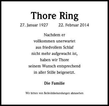 Anzeige von Ring Thore von Kölner Stadt-Anzeiger / Kölnische Rundschau / Express