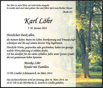 Anzeige von Karl Löhr von Kölner Stadt-Anzeiger / Kölnische Rundschau / Express