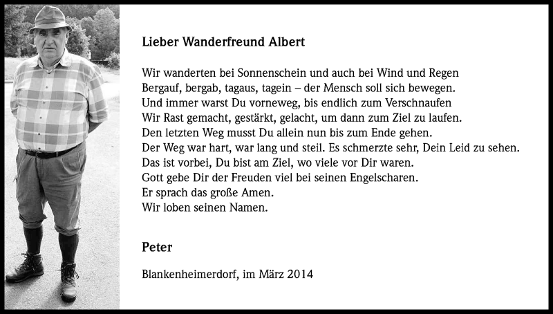  Traueranzeige für Peter  vom 11.03.2014 aus Kölner Stadt-Anzeiger / Kölnische Rundschau / Express