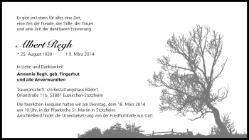 Anzeige von Albert Regh von Kölner Stadt-Anzeiger / Kölnische Rundschau / Express