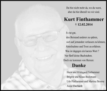 Anzeige von Kurt Finthammer von Kölner Stadt-Anzeiger / Kölnische Rundschau / Express