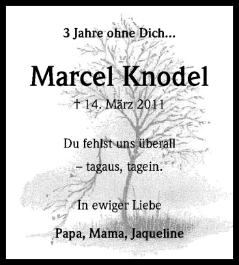 Anzeige von Marcel Knodel von Kölner Stadt-Anzeiger / Kölnische Rundschau / Express