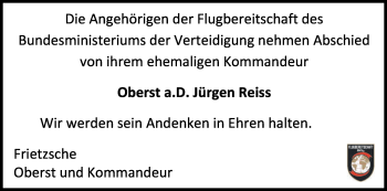 Anzeige von Jürgen Reiss von Kölner Stadt-Anzeiger / Kölnische Rundschau / Express