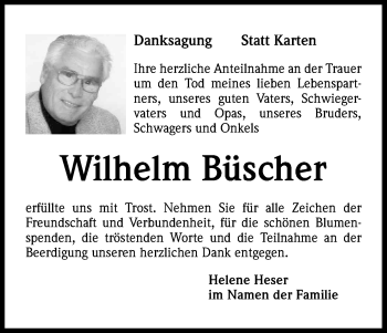 Anzeige von Wilhelm Büscher von Kölner Stadt-Anzeiger / Kölnische Rundschau / Express