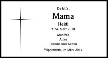 Anzeige von Heidi  von Kölner Stadt-Anzeiger / Kölnische Rundschau / Express