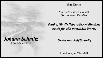 Anzeige von Johann Schmitz von Kölner Stadt-Anzeiger / Kölnische Rundschau / Express