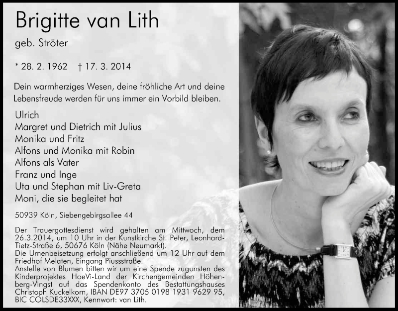  Traueranzeige für Brigitte Dick vom 22.03.2014 aus Kölner Stadt-Anzeiger / Kölnische Rundschau / Express