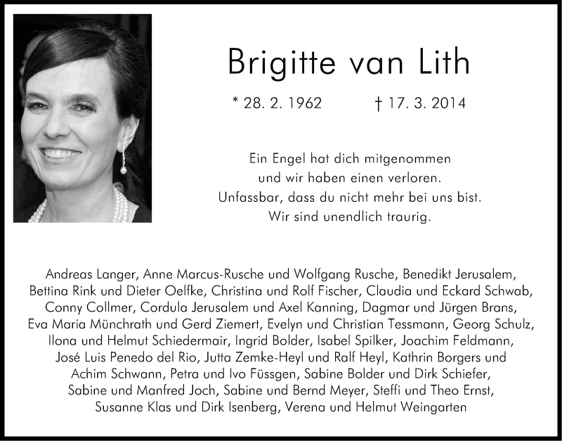  Traueranzeige für Brigitte Dick vom 22.03.2014 aus Kölner Stadt-Anzeiger / Kölnische Rundschau / Express