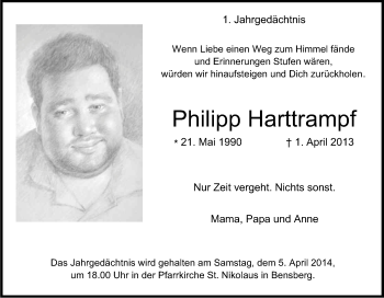 Anzeige von Philipp Harttrampf von Kölner Stadt-Anzeiger / Kölnische Rundschau / Express