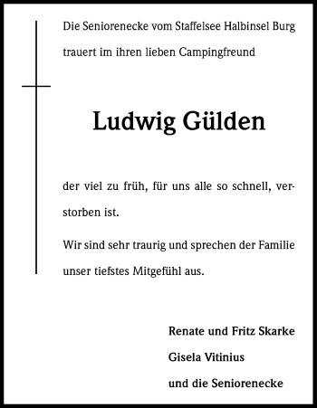 Anzeige von Ludwig Gülden von Kölner Stadt-Anzeiger / Kölnische Rundschau / Express