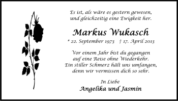 Anzeige von Markus Wukasch von Kölner Stadt-Anzeiger / Kölnische Rundschau / Express