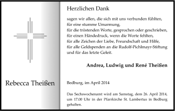 Anzeige von Rebecca Theißen von Kölner Stadt-Anzeiger / Kölnische Rundschau / Express