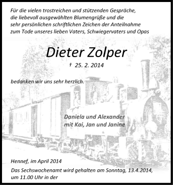 Anzeige von Dieter Zolper von Kölner Stadt-Anzeiger / Kölnische Rundschau / Express