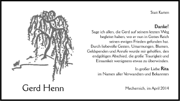Anzeige von Gerd Henn von Kölner Stadt-Anzeiger / Kölnische Rundschau / Express