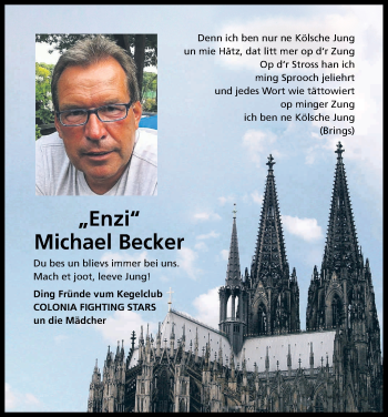 Anzeige von Michael Becker von Kölner Stadt-Anzeiger / Kölnische Rundschau / Express