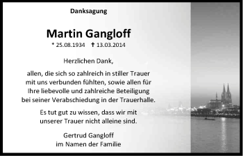 Anzeige von Martin Gangloff von Kölner Stadt-Anzeiger / Kölnische Rundschau / Express